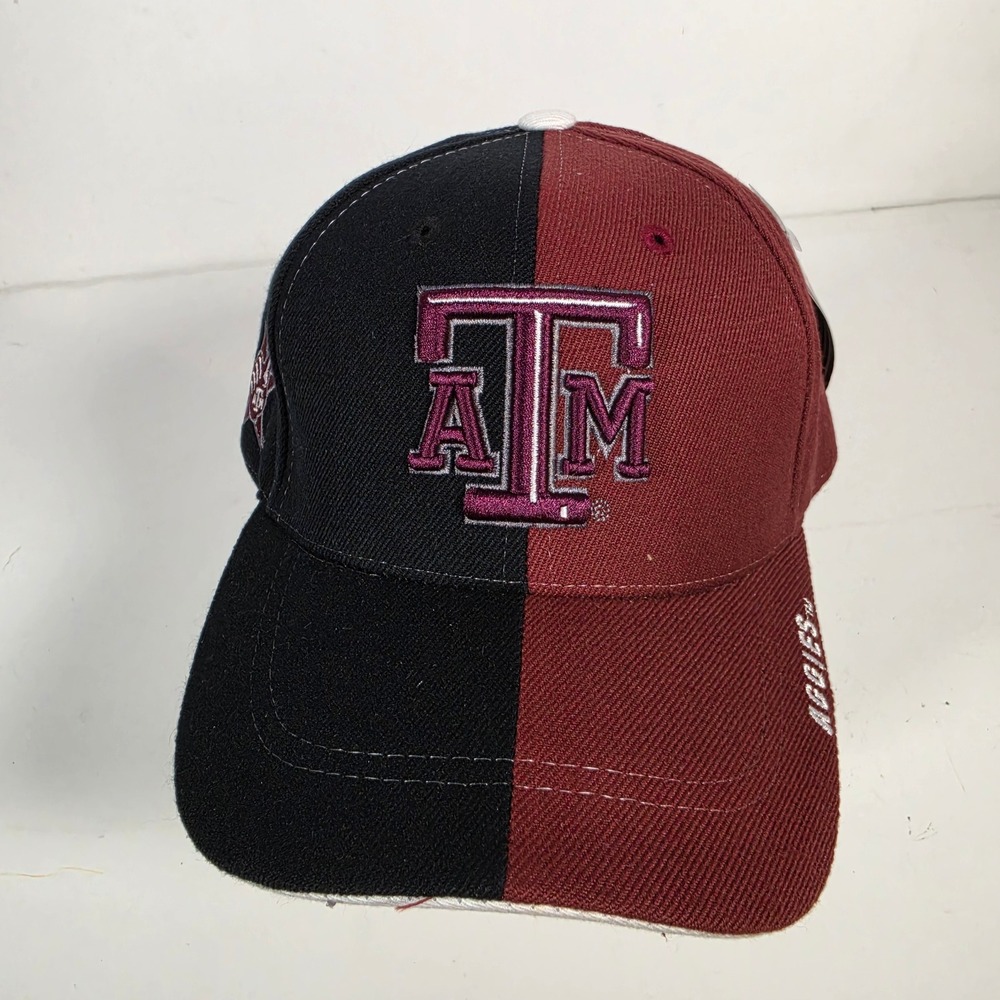 Team Spirit Texas A&M Aggies Hat Maroon Black Split Two Tone Adjustable Cap NWT
